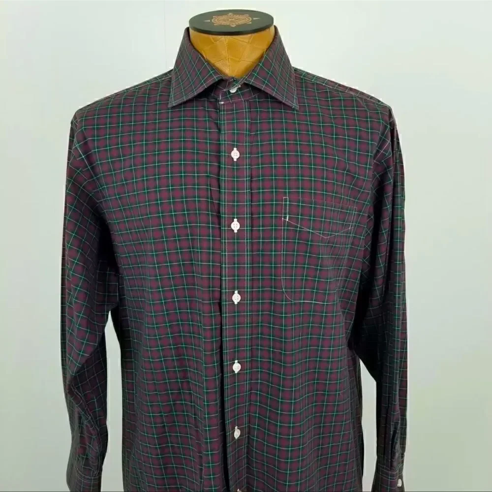 Lauren Ralph Lauren Mens Button down Dress Shirt Red & Green Plaid Size 16.5 32